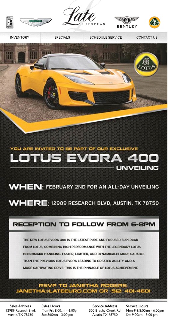 Unveiling of new Lotus Evora